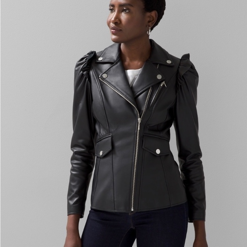 Soft lamb skin moto jacket. Worn once! White House Black Market. New this season
